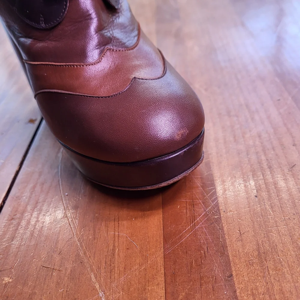 Bally Leather Platform Lace-Up Over the Knee Boots 7.5 - Picture 8 of 14